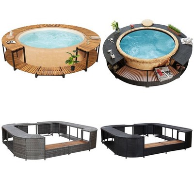 Whirlpool Umrandung Poly Rattan Spa-Poolumrandung Poolverkleidung Outdoor Garten