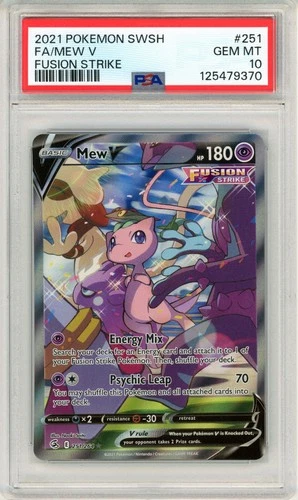Mew V Alternate Full Art Fusion Strike Pokemon Sword & Shield 251/264 PSA 10