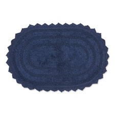 Reversible Crochet Bath Mat - Small Oval 17x24, French Blue, Soft  Durable