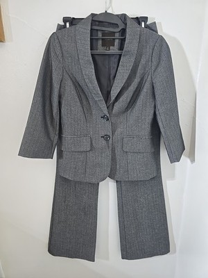 The Limited Women s Brown 3/4 Sleeves Fitted Jacket Pants Suit Size XS/6R