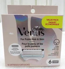 Venus for Pubic Hair & Skin Women's Razor Blade Refills 6 Cartridges