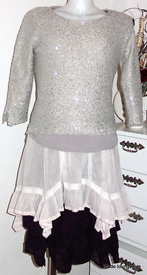 Ester Elenora Pailletten Pullover Selina grey creme sweater with sequins S M L