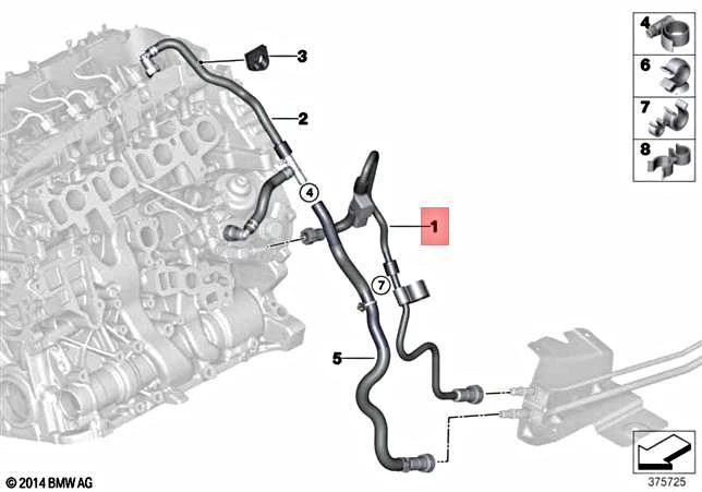 Genuine BMW F10N F11N Sedan Wagon Fuel Feed Line OEM 13538575467 