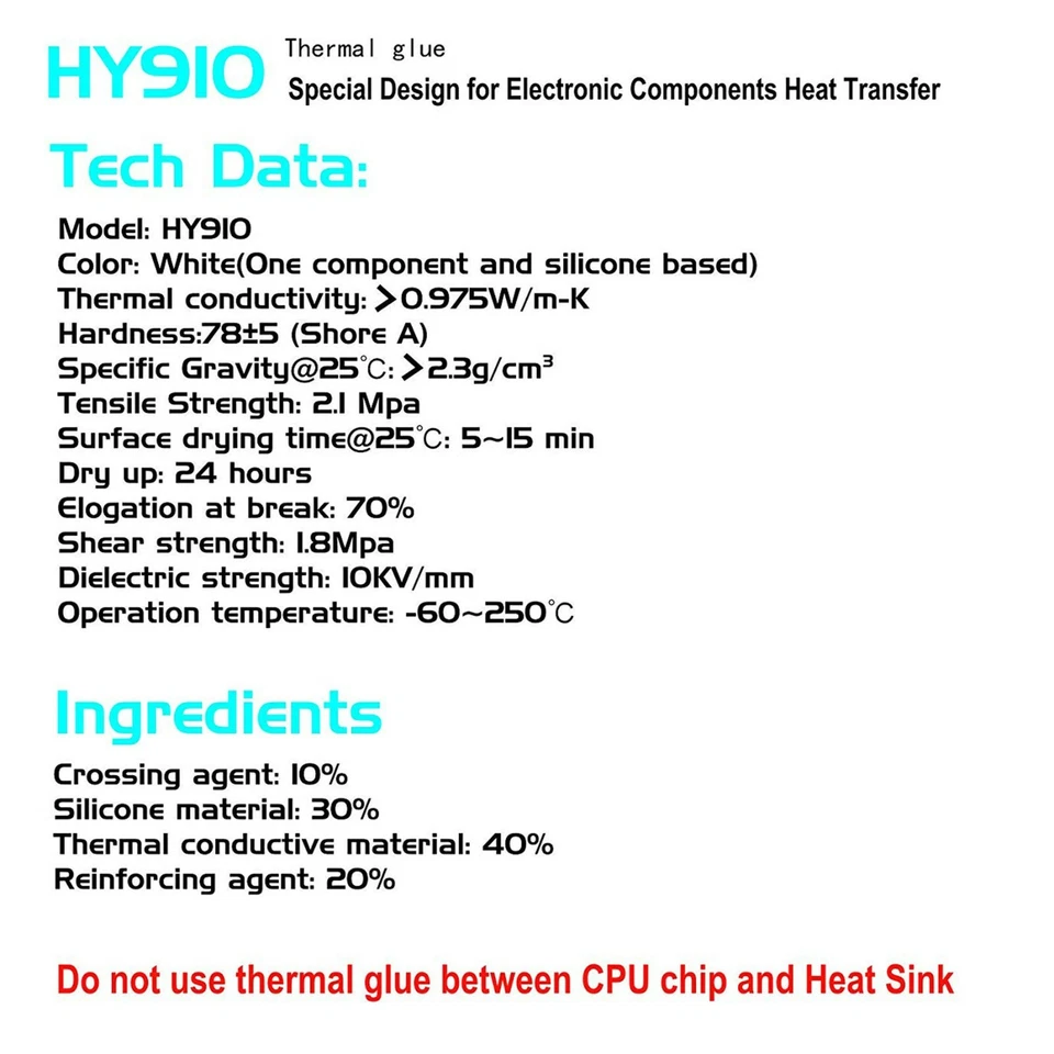 10g - Adhesivo pegamento de silicona conductor térmico - LED GPU disipador térmico Mosfets Foto 2 de 4