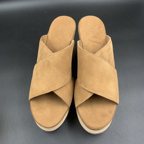 UGG ABBOT PLATFORM ESPADRILLE WEDGE SANDAL CHESTNUT SUEDE WOMENS US 11 / EU 42 - Picture 3 of 18