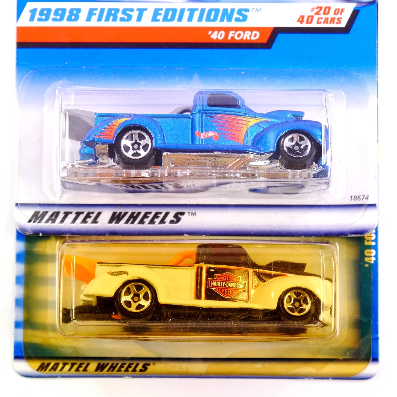 Lot of 2 Hot Wheels '40 Ford Truck 1998 First Editions 2001 Mainline 18674 50034