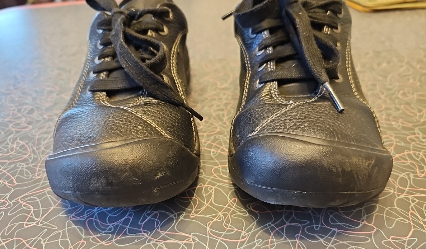 Sneaker stringate KEEN nere da escursionismo trail a piedi punta d'urto in pelle taglia 9 5