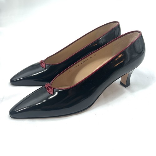 Vintage Silvia Fiorentina Black Patent Leather Kitten Heel Pumps Womens 7 NEW! - Picture 3 of 15