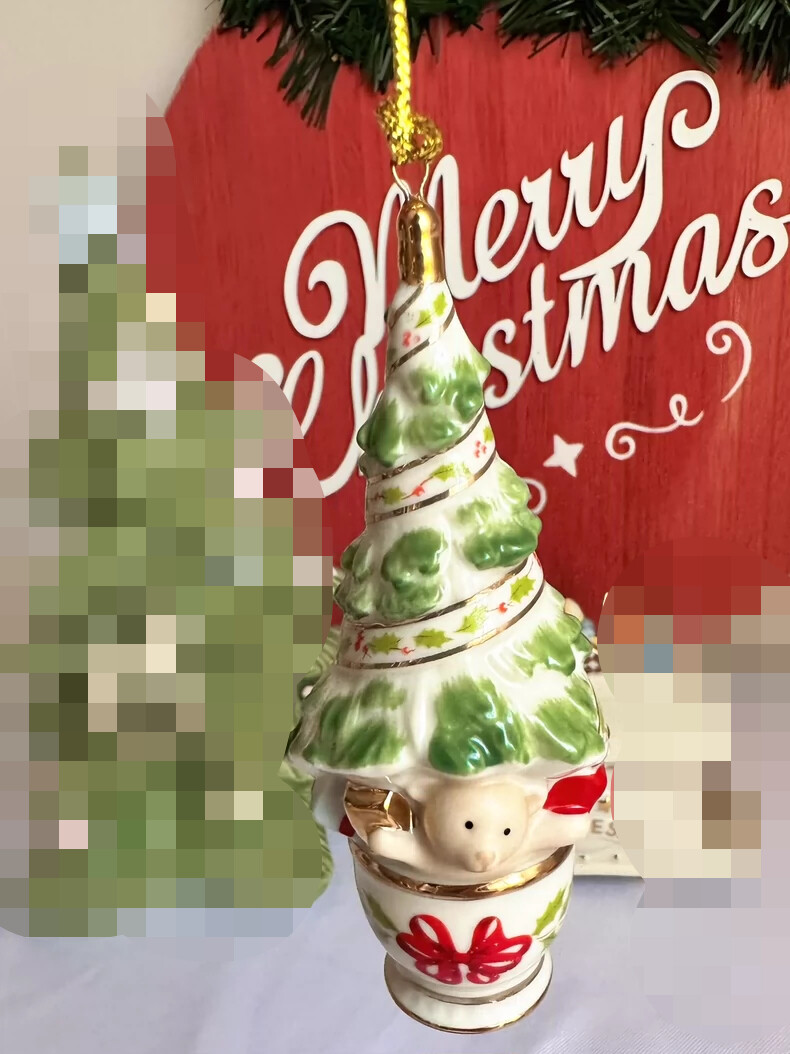 LENOX Bear Tree Ceramic Sculpture Hanging Ornament Pendant Decoration
