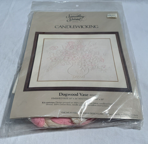 Vintage Something Special Candlewicking Kit Dogwood Vase 20" x 16" Sealed New