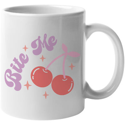 Coffee & Tea Mug, Bite Me with Cherries Art, Retro Valentine's Day Art