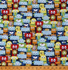 Cotton Robots Children's Multi-Color Alpha-Bots Fabric Print by Yard D582.76
