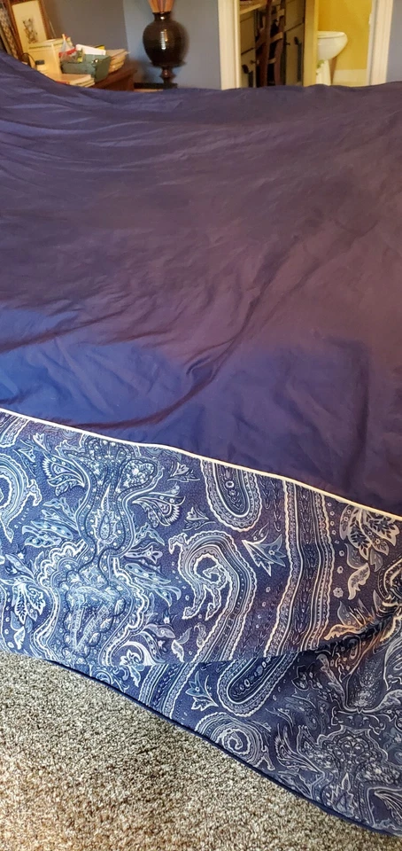 Funda nórdica Ralph Lauren 100 % algodón azul marino King cachemira azul marino y blanco paneles laterales Foto 2 de 4