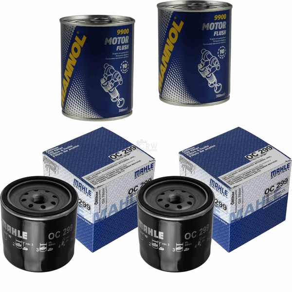 2X Original Mahle / Knecht ÖLfilter OC 299 + 2X SCT Motor Flush MotorspüLung-image