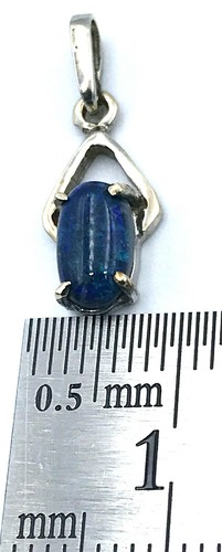 Solid Black Opal Pendant, 18ct (750) white gold, Australian natural opal - Picture 8 of 9