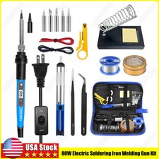 80W Electric Soldering Iron Welding Gun Tool Kit Solder Wire Desoldering Pump US
