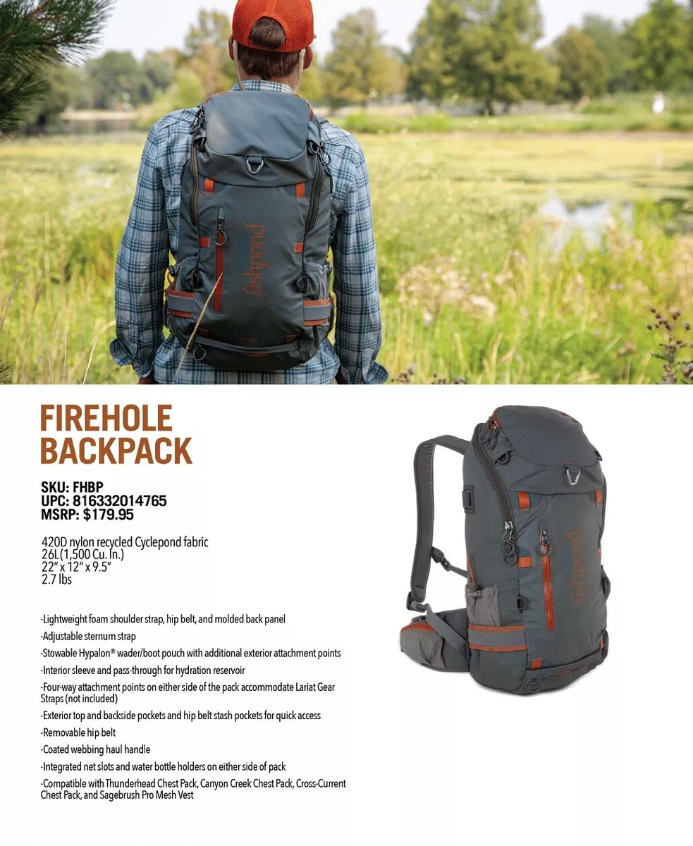 NEW FISHPOND FIREHOLE BACKPACK - INTEGRATED NET SLOT & WADER / BOOT POUCH