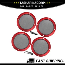 Universal Piece of 4 3" Car Speaker Grills Cover Mesh Round Protector Case Red