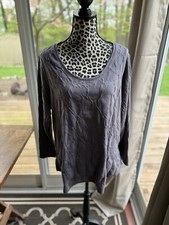 Simply Vera VERA WANG TUNIC TOP Gray textured Round Neck Long Sleeves 1X New GH