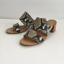 Madewell “The Kiera” Sandal  Mule Snake Print Embossed Block Heels Size 8