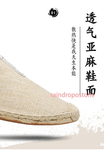 Herren Sommer Canvas Freizeit Leinen Halbschuh Flach Komfort Atmungsaktiv Slipper Schuhe - Bild 14 von 21