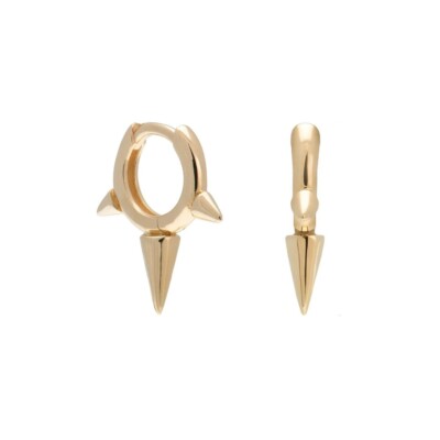 Solid 14K Yellow Gold Plain Three Spike Hoop Earrings Anniversary Gift Jewelry