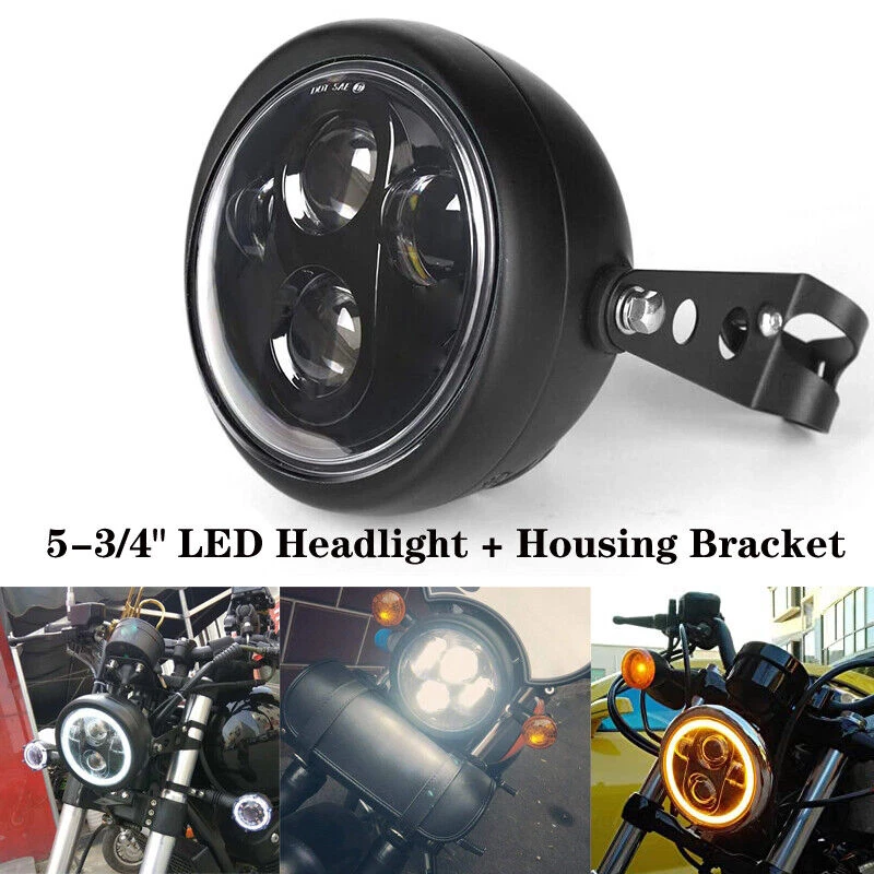 Faro LED 5,75" + Soporte de montaje de carcasa para Yamaha V-Star XVS 650 950 1100 Foto 2 de 4