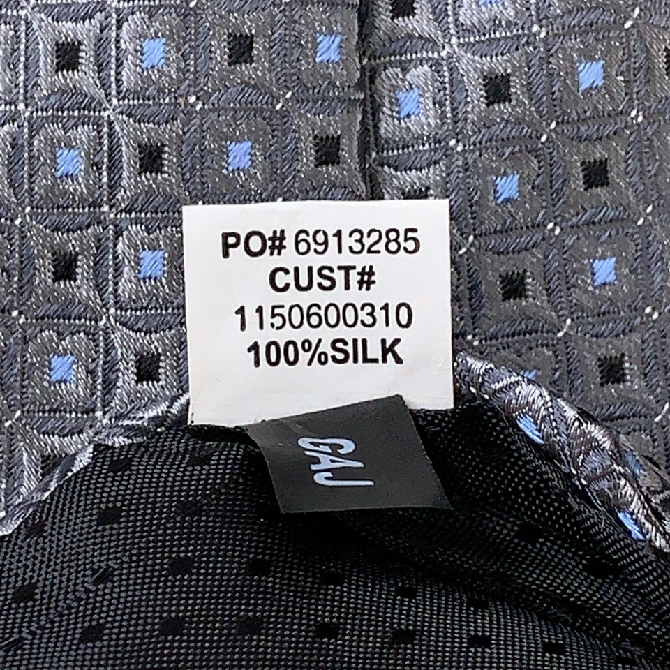 Corbata de cuello Cintas para hombre gris estampado 100 % seda Foto 3 de 4