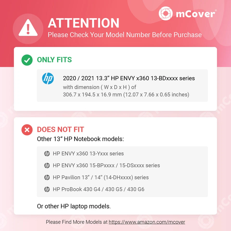 NUEVO Estuche Rígido mCover® para Portátil 2020/2021 13.3" HP ENVY x360 13-BDxxxx Foto 3 de 4