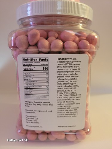 Peanut M&M's - Pink - 3.5 Pounds - Baby Shower - Pink Bag - Full Size Card - Picture 3 of 4