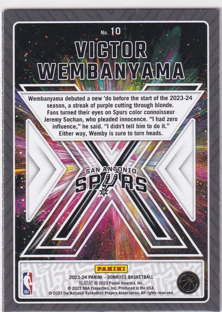 2023-24 Panini Donruss NBA No. 10 Victor Wembanyama Rookie Great X-Pectations