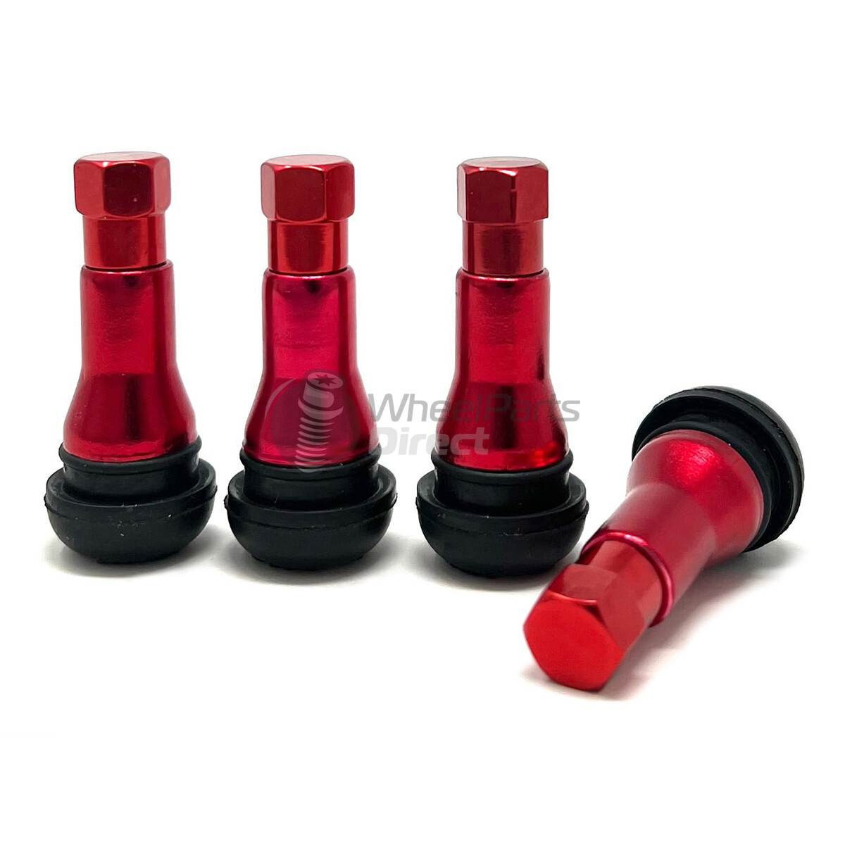 GEN2 TR413 Tyre Valve Stems – Set Of 4 Sleeved Chrome & Red/Blue Caps – Tubeless