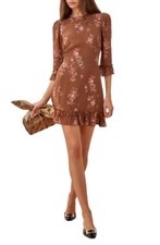 REFORMATION Doutzen Mini Dress in Nona Brown Floral Size 2 $218 NEW