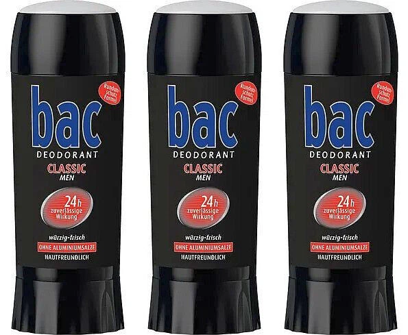 bac Classic Men Deo Stick Deodorant würzig frischer Duft 24h Schutz 3x 40ml NEU