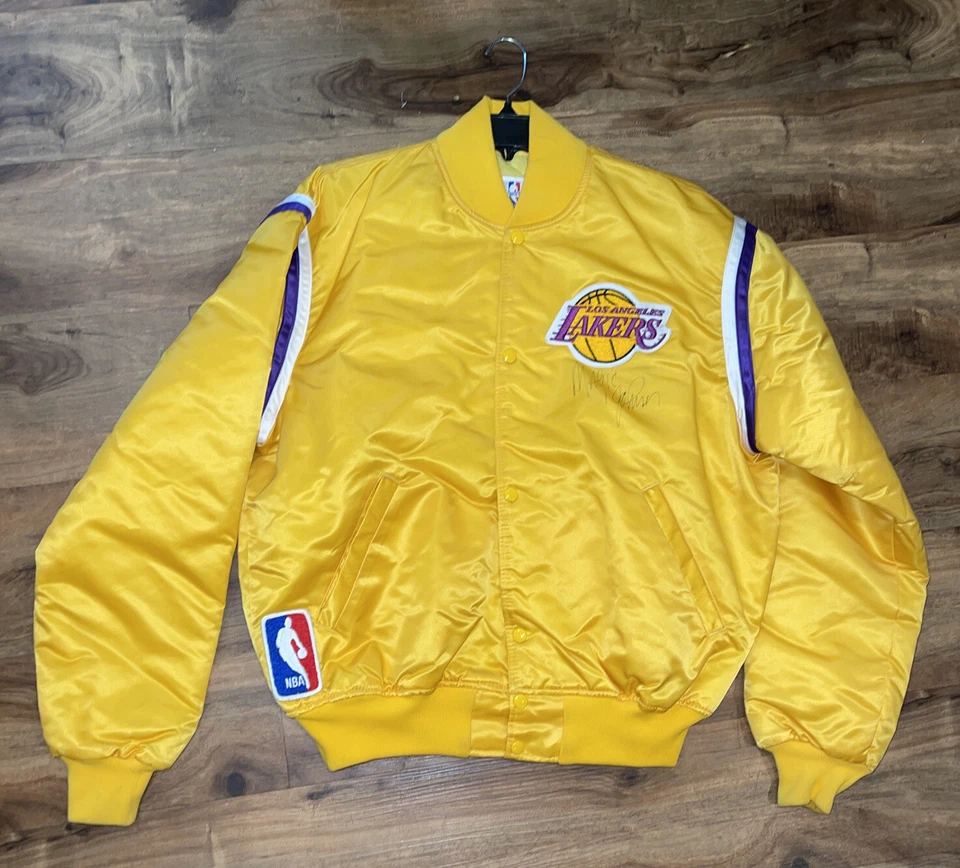 Magic Johnson Signed Vintage Lakers Gold Satin STARTER Bomber Jacket PSA/DNA COA - Image 4 of 4