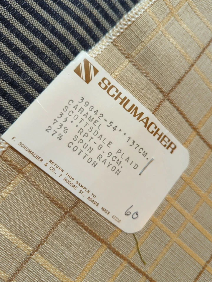 NEW Vintage Fabric Sample by Schumacher 26in x 26in Scottsdale Plaid - Image 2 of 3