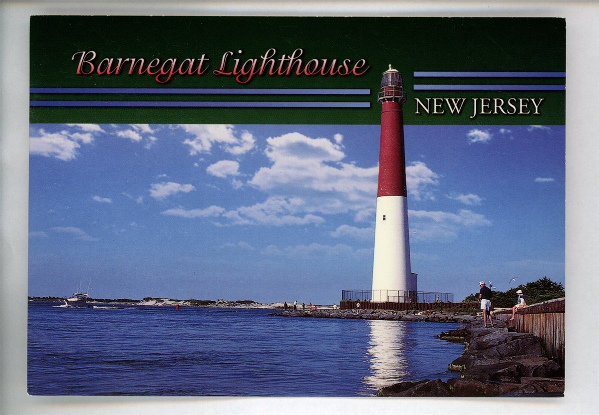 Lighthouse postcard New Jersey NJ Long Beach Island Barnegat Light