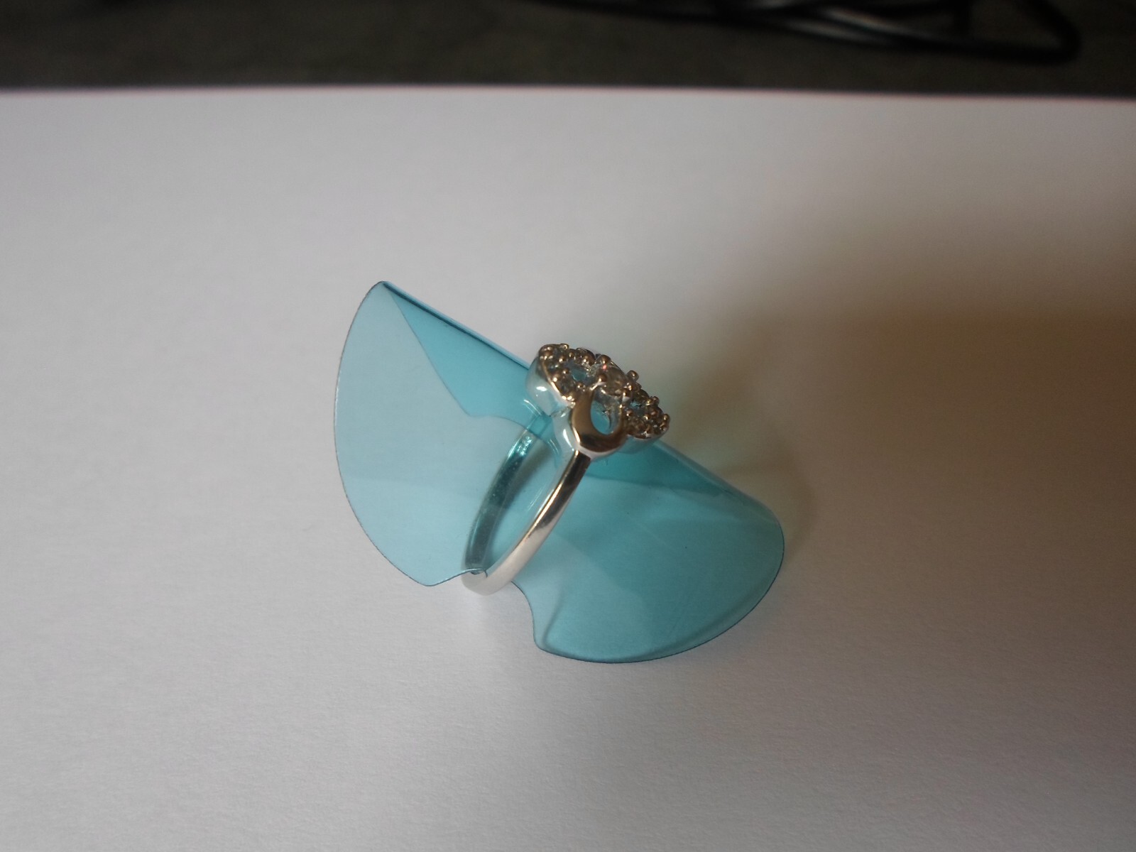 solid silver ring, openwork clover, zirconiums, s… - image 6