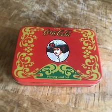 Vintage Coca-Cola Playing Cards Double Deck in Tin Victorian Lady 1 Pack Sealed