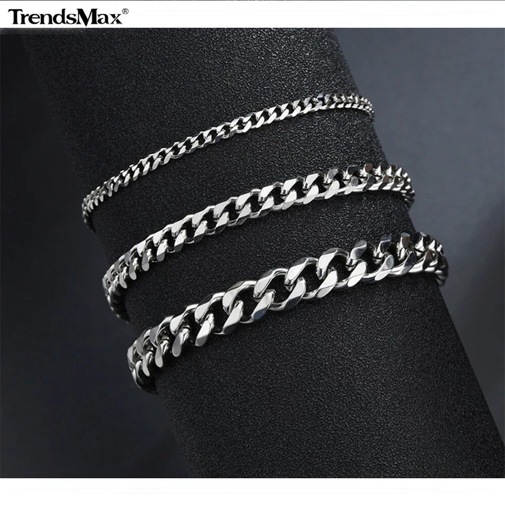 3 7mm Silver Stainless Steel Curb Cuban Link Anklet Bracelet Foot Chain Jewelry