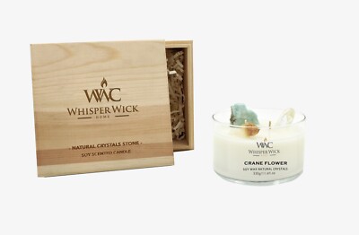 Crystal Candle Jar 2 Wick Wooden Gift Box WWC Whisper Wick