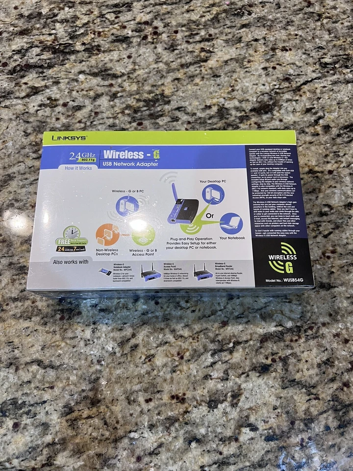 Linksys Wireless-G USB Network Adapter Wireless WUSB54G 2.4 GHz 802.11g SEALED! - Image 3 of 4