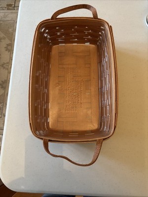 Vintage 1992 Handwoven Longaberger Basket W/ Leather Handles~ 14 x 19  Rectangle