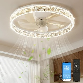 LED Ceiling Fan 50cm Reversible 6 Speed with Remote & App Control White AUCTION