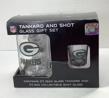Boelter Brands Green Bay Packers Glass Shot Glass Gift Set NIB 16 Oz Beer 2oz