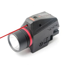 Tactical LED Flashlight Red Laser Sight Combo Fit 20mm Rail Mount Pistol Glock