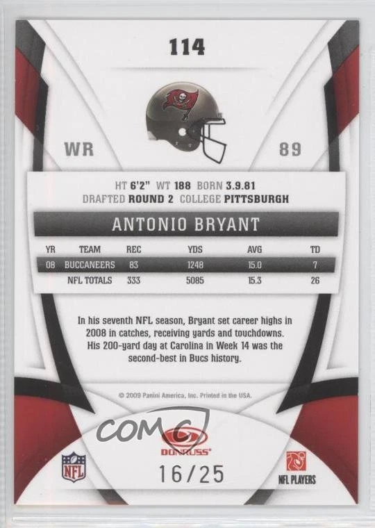 2009 Certified Mirror Gold /25 Antonio Bryant #114 - Image 2 of 2