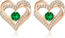 Sterling Silver Birthstone Heart Stud Earrings for Women - Perfect Gift