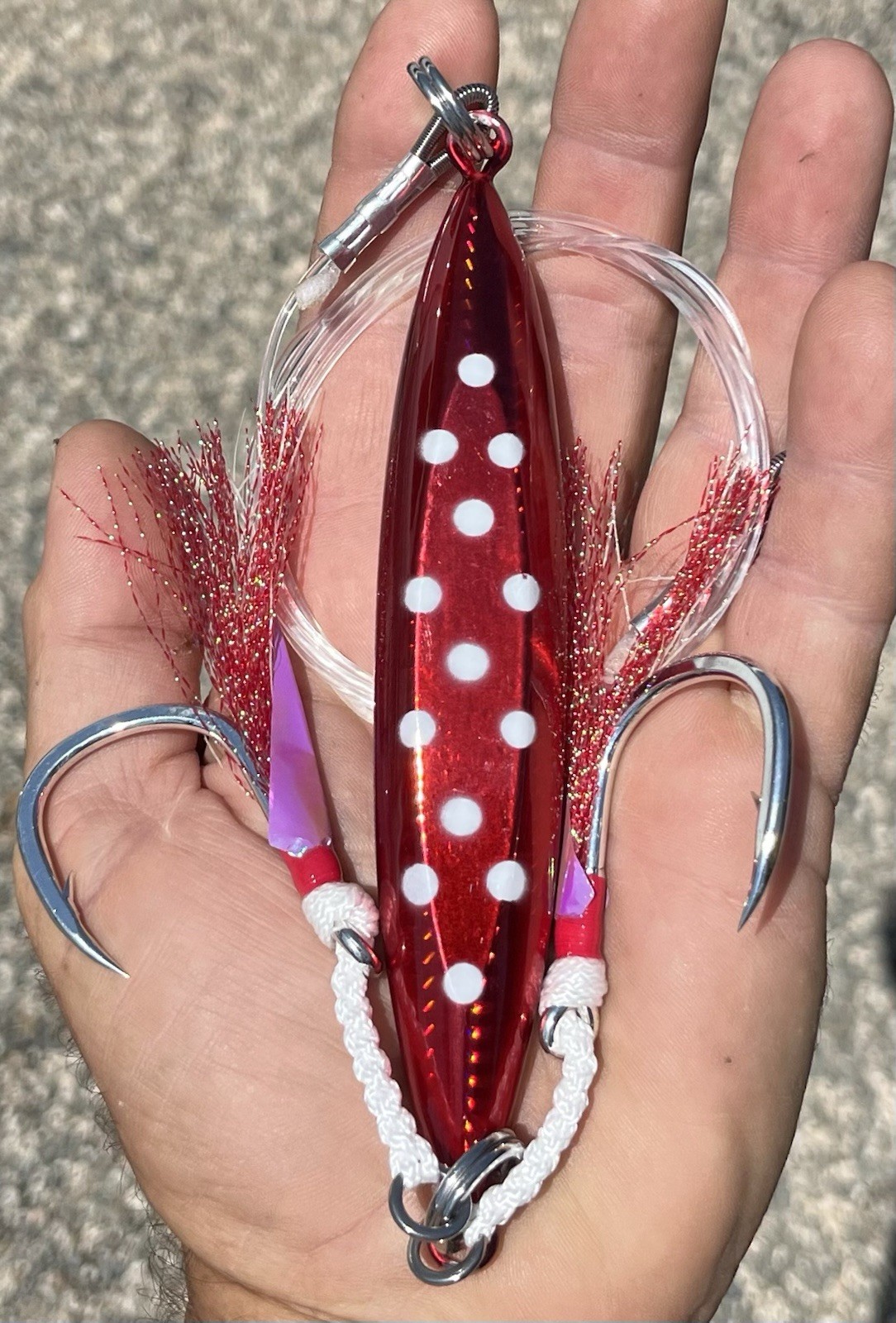 400g Fully Rigged BLUEFIN TUNA KNIFE JIGS Tuna Bomb  Vertical Lb Red  Glow Bft