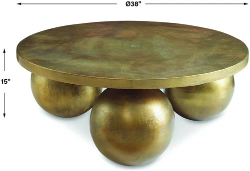 Uttermost 26000 Triplet 38" Diameter Aluminum Table - Oxidized Antique Brass - Picture 6 of 7